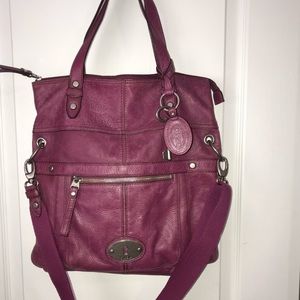 Large Magenta Fossil Bag